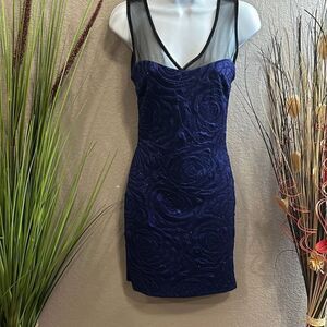 #10 Lette purple floral imprint/mesh mini dress size small